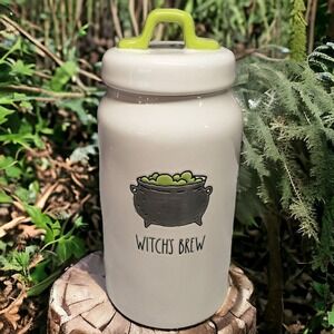 Rae Dunn Watercolor Halloween Witch's Brew‎ Ceramic Canister Jar with Lid NEW